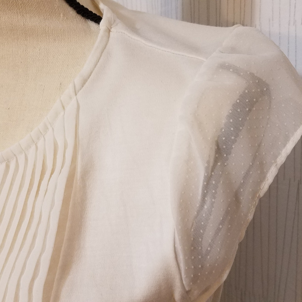 H&M WOMEN'S WHITE CAP SLEEVE BLOUSE TOP MEDIUM - Picture 4 of 7